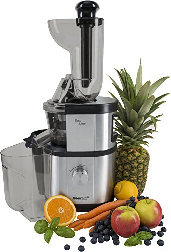 Steba Slow Juicer, schonendes kaltes Pressverfahren, geeignet für fast alle Obst- und Gemüsesorten, Kräuter und Kartoffeln, 1 Liter Saftbecher, E 400