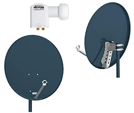 Opticum QA80 Sat Antenne Stahl, Farbe: Anthrazit, mit Opticum Twin LNB - LTP-04H -
