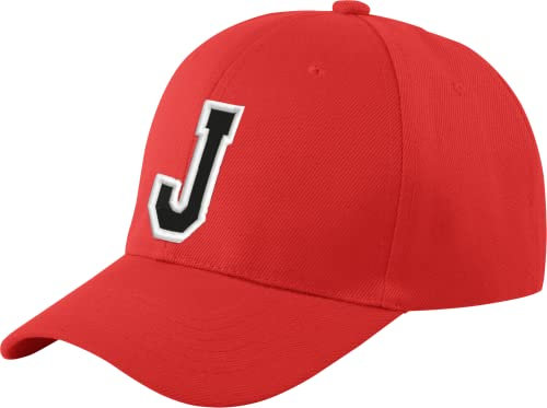 Morefaz Unisex Jungen Mädchen Mütze Baseball Cap ROT Hut Kinder Kappe Alphabet A-Z TM (J)