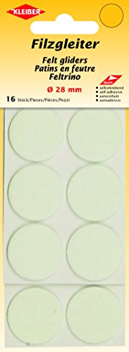 Kleiber Filzgleiter Durchmesser 28 mm, selbstklebend, Polyester, weiß, 2,8 x 2,8 x 0,3 cm