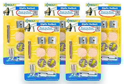 Zipbolt 13.810 Slipfix Railbolt — Staircase Handrail Post to Post Fastening Solution, Durable, Fast, and Easy Residential and Commercial Installation, New Construction and Remodels — 5 Double Packs