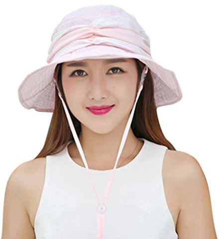 Damen Outdoor Sommerhut Sonnenhut mit Schleier, Anti-UV, Anti-Mücken Cap Kappe, Faltbar Strandhut Reisehut mit Gesicht-Nackenschutz