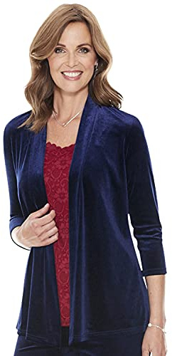 Chums Ladies Velour Jacket Luxury Soft Stretch Fabric 3/4 Sleeve Cover Up