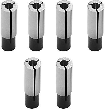 Vkinman 6 Packs 1/4 To 1/8 Collet Adapter for CNC Lathe Router Cutter Milling Bit Collet Reducer