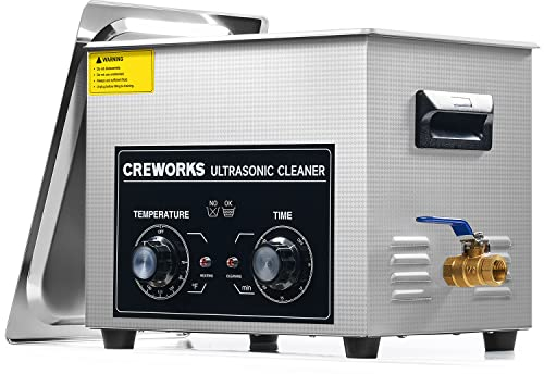 CREWORKS 10L Pulitore ad Ultrasuoni con Riscaldatore e Timer 240W Vasca Ultrasuoni Industriale in Acciaio Inossidabile per Casa e Laboratorio Professionale per Gioielli Occhiali Orologi