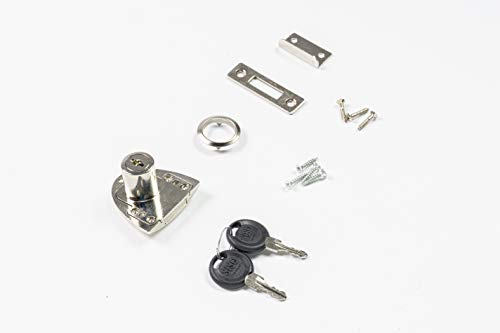 Aufschraubschloss Schrankschloss Design-Möbelschloss Halboval | Komplettset mit Schrauben | vernickelt | gleichschließend | Komplettset zur Neumontage oder Austausch