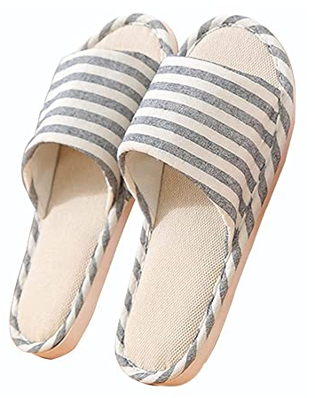 Oniphia Pantoufles Respirables Pantoufles De Lin De Coton Pantoufles à Bout Ouvert Aussures de Maison Antidérapantes Pantoufles