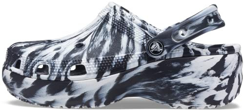 Crocs Damen Classic Platform Marbled Clog W, Black White, 41/42 EU