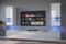 Furnitech Wohnwand Wohnzimmer - Wohnzimmer Möbel mit LED RGB - 16 Farben - Hängend Wohnwand Modern - Wohnzimmer Schrankwand mit Regale und TV Schrank (Sezana AN21-18W-HG2 1B)