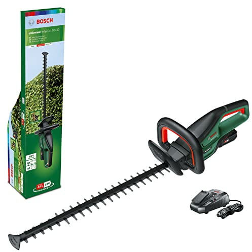 Bosch Cordless Hedge Cutter UniversalHedgeCut 18V-50 (1x Battery 2.5 Ah, 18 Volt System, Brushless Motor, Blade Length: 50 cm, in Carton Packaging)