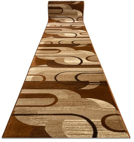 rugsx Läufer ROYAL HE405 Geometrisch - Teppichläufer für Esszimmer, Küche, Flur - braun/Creme 100x420 cm