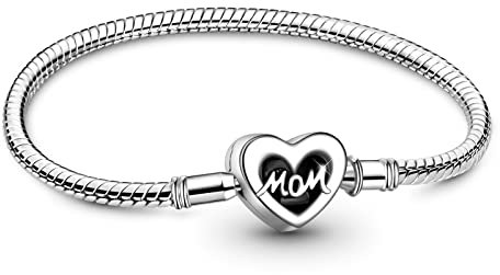 GNOCE Bracciale Con Catena a Serpente Di Base a Forma Di Ape Danzante In Argento Sterling 925 Bracciale Con Ciondoli Per Madre Amore Gioielli Regalo Per Donna (22, Cara mamma)