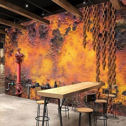 BOEERLCNL Tapete 3D Tapete feuerfarben Rost Nostalgie Wandmalerei Hintergrund Wanddekoration Aufkleber Wandkunst Gemälde