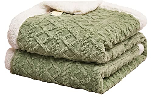 Hayisugal Flauschige Sherpa Kuscheldecke - hochwertige Schafdecke, super weiche Fleecedecke als Sofadecke, Tagesdecke oder Wohndecke Couchdecke Sofa überwurfdecke, Grün, 180 x 200cm