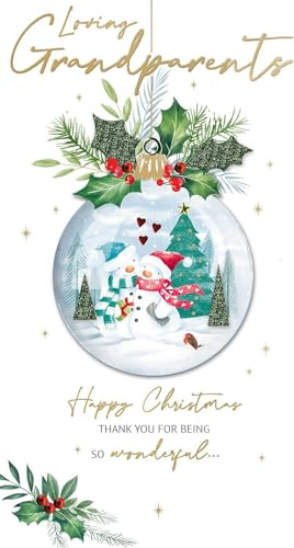 Loving Grandparents Embellished Christmas Card Hand-Finished Champagne Cards XCDC376