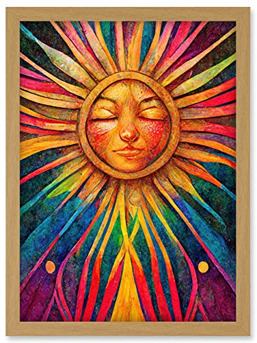 Doppelganger33 LTD Multicoloured Sun Rainbow Spiritual Artwork Framed Wall Art Print A4