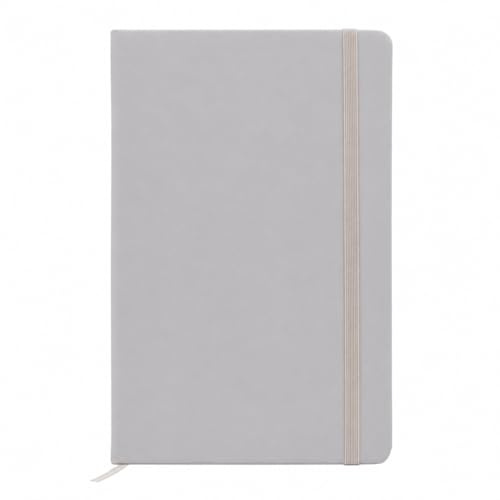 Pukka Pad, Hard Cover Soft-Touch Notebook – 192 Pages of 80GSM Acid-Free Lined Paper – Vegan Leather Cover with Inner Pocket, Ribbon Bookmark, Elasticated Closure – 130 x 210mm,Pebble