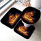 Badematte Set 3 Teilig 50x80 Wikinger Badematten 3D rutschfest Waschbar Badvorleger WC Vorleger Deckelbezug U-Förmige Badteppich Badezimmer Flamme Mythos Schiff Badezimmerdekoratio