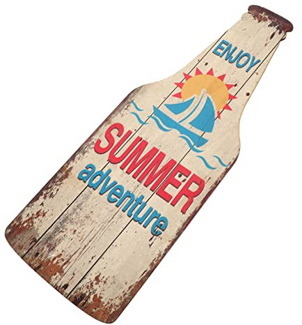 Abaodam Hawaii Beach Theme Beer Bottle Wood Pendant Home Decor Ornament Beer Wall Hanging
