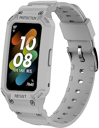 GIOPUEY Montre Bracelet Compatible avec Huawei Band 8, Souple Silicone Sangle Bracelet [Résistant à l'usure] [Respirant] - Grey