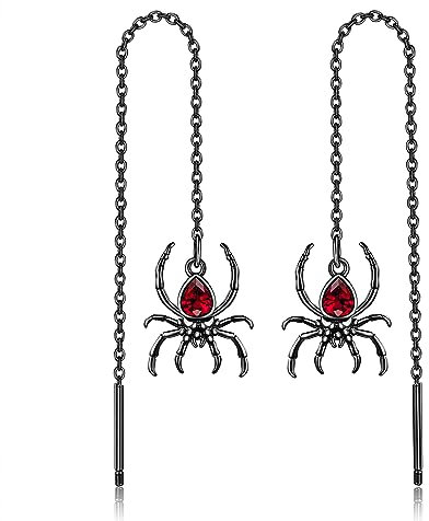 Spinnen Ohrringe Sterling Silber Halloween Spinne Einfädler Ohrringe Schwarz Kette Ohrhänger Gotisch Schmuck Geschenke für Frauen Mädchen