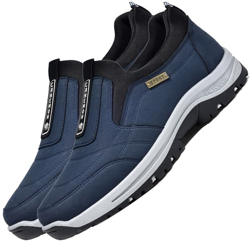 Mocasines sin Cordones para Hombre Zapatillas Casual para Hombre Sin Cordones Calzado de Walking Deportivo Bajas de Ligerasy Transpirables Zapatos de Tenis,Azul,42/260mm