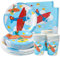 Hudson Party Supplies Airplane Birthday Party Decorations (Serves 24) Dinner Plates, Dessert Plates, Cups, Napkins. Airplane Baby Shower and Birthday Decorations for Kids, Boys, Girls and More