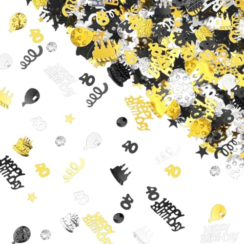 MINISONA Schwarz Gruen Konfetti Streudeko Geburtstag Deco 600 Stueck Happy Birthday Confetti Deko Geburtstag Party Tischdeko Frauen Mann Happy Birthday Konfetti Tischdekoration Schwarz Gold (40 Jahr)
