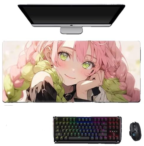 NIRBO Demon Slayer Gaming Mouse Mat Pad- Professional XXL PC Desk Pad- Keyboard & Mouse Accessory,Extended Non-Slip Rubber Mousepad (Kanroji Mitsuri, 800 * 300 * 3mm)