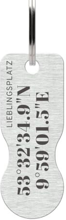 Personalisierter Edelstahl Einkaufswagenlöser Schlüsselanhänger inkl. Lasergravur mit Schlüsselring - Koordinaten