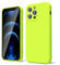 oakxco for iPhone 12 Pro Case Liquid Silicone, Fluorescent Bright Solid Color, Soft Rubber Gel Elegant Aesthetic Cover, Slim TPU Matte Plain Smooth Case for Women Girl Cute, Lime Neon Green