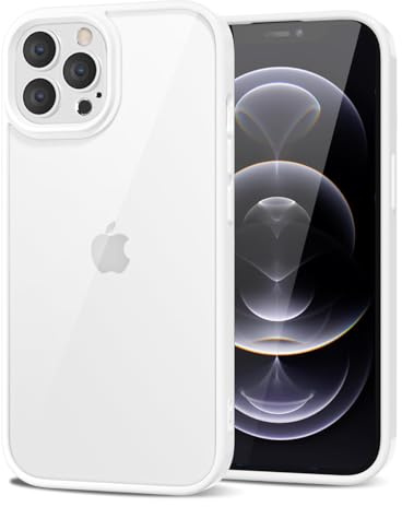 LoeoeL for iPhone 12 Pro/ 12 Case Clear, Transparent Hybrid 12 Pro/ 12 Phone Case [Hard Plastic & Soft Silicone Bumper] Acrylic Non Yellowing Thin Slim Protective Cover for Women, White
