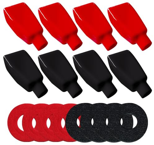 Ampper Top Post Flexible Battery Terminal Cover, Battery Terminal Clamp Insulator Protector W/Washers for Car, Vehicle, RV and Boat (Large, 4 Sets)