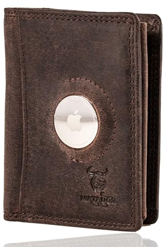 MATADOR Portefeuille en cuir pour homme avec compartiment AirTag, marron foncé, Moderne
