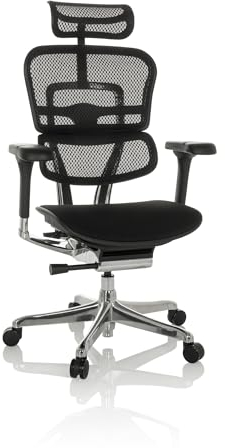 hjh OFFICE Bürostuhl ergonomisch ERGOHUMAN GEN 2 Originales Design, 24h Einsatz, Bürosessel mit Flexibler Lordosenstütze, Stoff Sitzfläche gepolstert, Netzrücken Schwarz