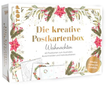 TOPP Die kreative Postkartenbox: Weihnachten.: 60 Postkarten zum Ausmalen, Ausschneiden und Individualisieren. Hochwertige Kartonschachtel, 60 Karten mit Motivdruck, White