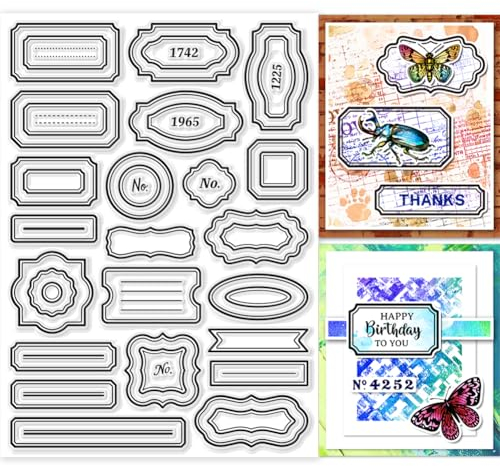 GLOBLELAND Etikettenrahmen Klare Stempel Zum Erstellen von Karten Filmrahmen Rand Klare Stempelsiegel Transparente Stempel Für DIY Scrapbooking Fotoalbum Tagebuch