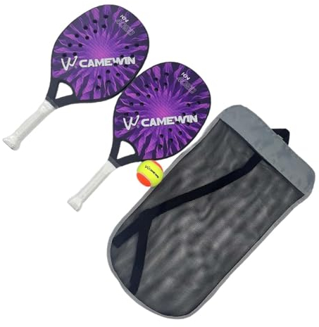 perfeclan 1 Paar Beach-Tennis-Schläger, Beach-Tennis-Schläger, rutschfest, schweißresistenter Griff, Beach-Tennis-Paddel mit Tasche für Park Outdoor, LILA