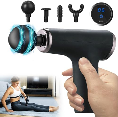 Massagepistole, Muskel Percussion Massagegerät, Massagepistole mini Elektrische Handmassagegeräte mit 6 Zahnradgeschwindigkeit, Ultra Leise Schulter für Körper Rücken Entspannung