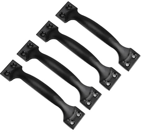 JNOUCS Black Door Handles, 4 Pcs Gate Handles for Wooden Gates, Practical Shed Door Handles, Door Handle Used for Install on for Wooden Doors, Warehouses Door, Shed Doors, and Gardens Door 