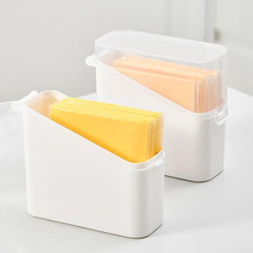 2PCS Cheese Container for Refrigerator, PP Sliced Cheese Saver Cheese Containers for Fridge Plastic Storage Box with Flip Lid