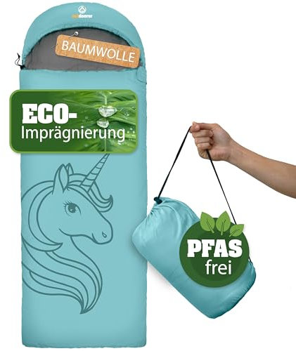 outdoorer Kinderschlafsack Dream Express - Deckenschlafsack für Kinder, mit Baumwolle gefüttert (Aqua)