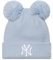 New Era New York Yankees Mütze für Frauen MLB Baseball Beanie Bommel Winter Teamlogo blau - One-Size