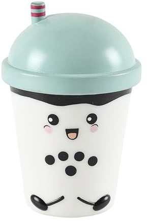 Cook Concept Teebox aus Holz mit 9 Fächern und Sichtfenster Schwarz | Nachtlicht aus PP-Kunststoff im Kawaii-Smoothie-Design, beruhigendes Licht, Kinderzimmer, niedliches Design, blau und weiß