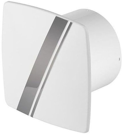 AirTech-UK Bathroom Extractor Fan Linea Style White with Silver Stripes Front with Humidistat