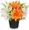 Briful Künstliche Blume im Topf – Realistische Kunstblumen Orange – Dahlie, Pfingstrose, Lilie – Tischdeko für Wohnzimmer, Büro, Fensterbank – ca. 25 cm Hoch