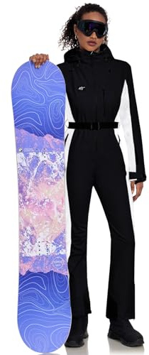 HOTIAN Damen Skianzug Damen Einteiler Skioverall Winter Warme Schnee Skifahren Winddicht Wasserdicht Outdoor Schneeoverall Jumpsuit Mit Kapuze Verdicken Schneeanzug Ski Suit