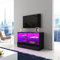 Corner TV Stand Cabinet Black Gloss Modern TV Stand Unit 100CM with LED Lights, 4 Open Shelves and 2 Drawers TV Entertainment Cabinet for Bedroom Living Room Home Furniture