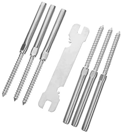 Generisch 1 Satz Linke Und Rechte Gewindestange Anschlüsse Rohrschelle Schlauchschellen Haken Drahtgeländer-kit Für Decks Stahldraht Kabelgeländer-system-kit Rostfreier Stahl Silver 3 Paar