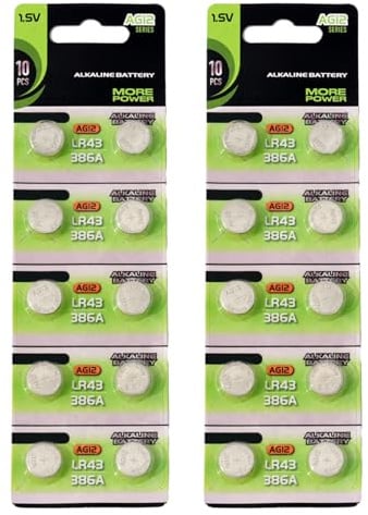 Rdxanc Lot de 10/20 piles bouton alcalines AG12 LR43 en métal pour télécommandes et petits appareils électroniques